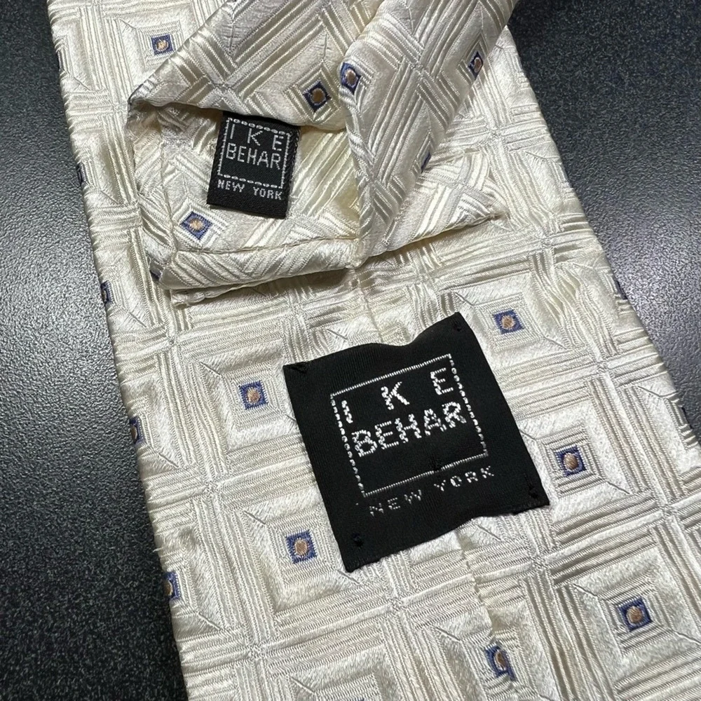 Ike Behar Mens Tie Necktie Multicolor Geometric 100% Silk Tied Hipster Classic